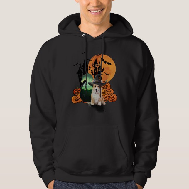Halloween Witch Corgi Dog Hoodie (Vorderseite)