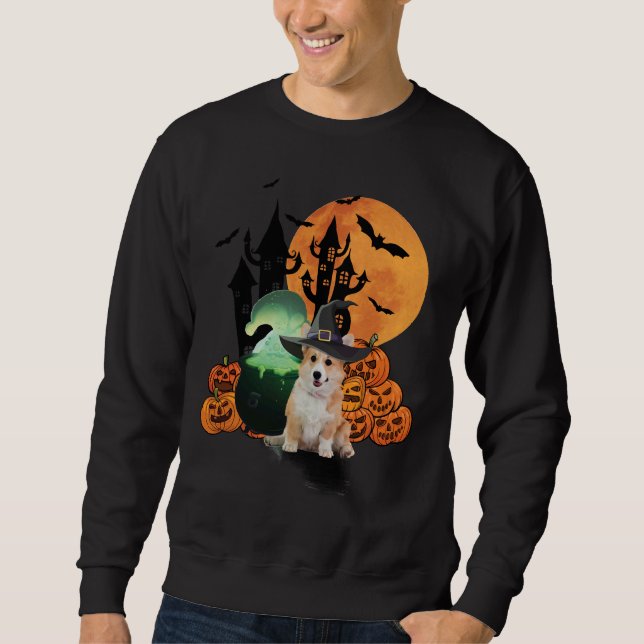 Halloween Witch Corgi Dog Sweatshirt (Vorderseite)