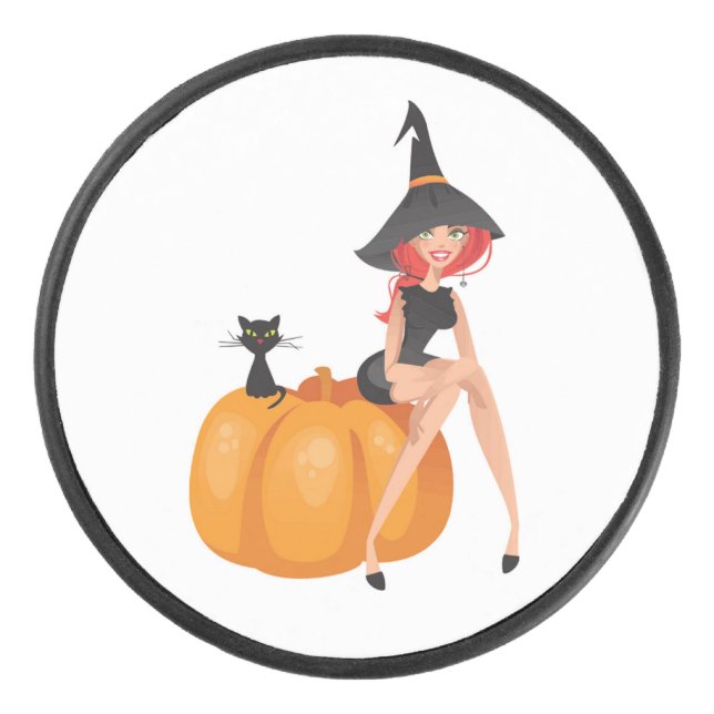 HALLOWEEN WITCH EISHOCKEY PUCK (Vorderseite)