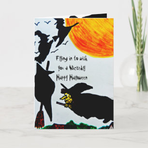 HALLOWEEN WITCH FLIEGT NICHT AUS DEM HANDLE KARTE