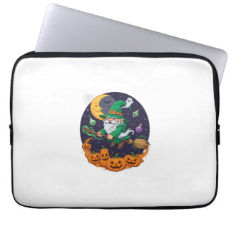 Halloween Witch Gnome Broomstick Pumpkins Moon Laptopschutzhülle