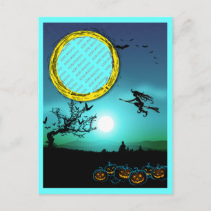 Halloween Witch, Jack o' Lanterns, Foto von Frame Postkarte