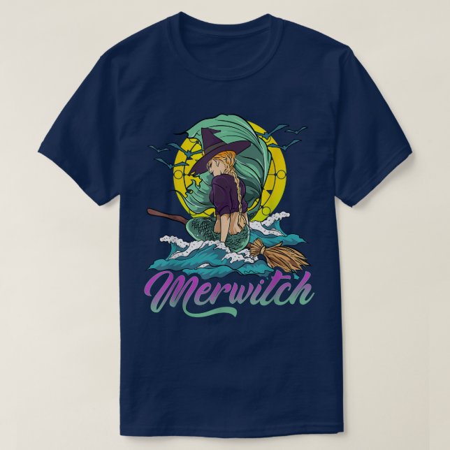 Halloween Witch Mermaid Merwitch Crossover T-Shirt (Design vorne)