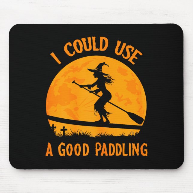 Halloween Witch Paddleboarder Sup Standup Paddling Mousepad (Vorne)