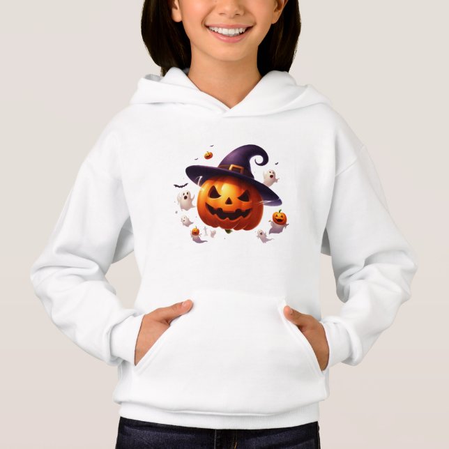 Halloween Witch Pumpkin White Ghost Black Bats  Hoodie (Vorderseite)