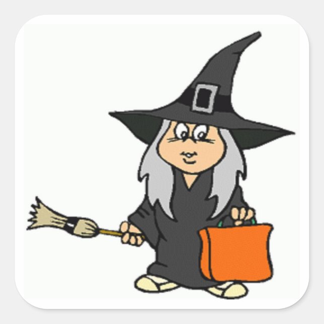 HALLOWEEN WITCH QUADRATISCHER AUFKLEBER (Vorderseite)