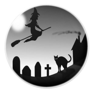 HALLOWEEN WITCH SILHOUETTE KERAMIKKNAUF