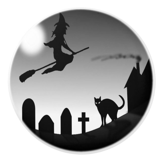 HALLOWEEN WITCH SILHOUETTE KERAMIKKNAUF (Vorderseite)