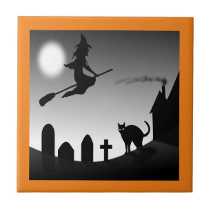 HALLOWEEN WITCH SILHOUETTE TILE FLIESE