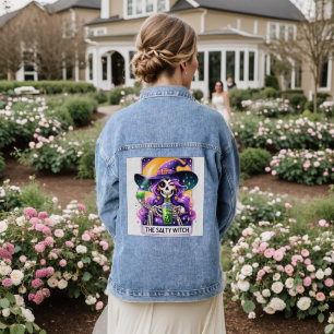 Halloween Witch Skeleton Jean Jacket Jeansjacke