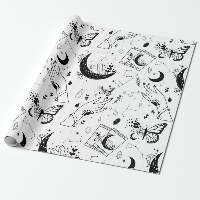 Halloween Witch Tarot Card Crystal Moon Geschenkpapier (Ungerollt)