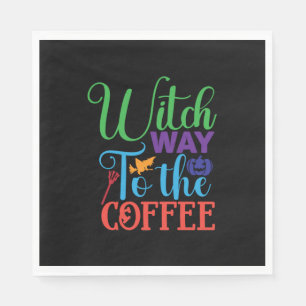 Halloween Witch Way To The Coffee Serviette
