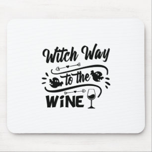 Halloween Witch Way To The Wine Birthday Mousepad