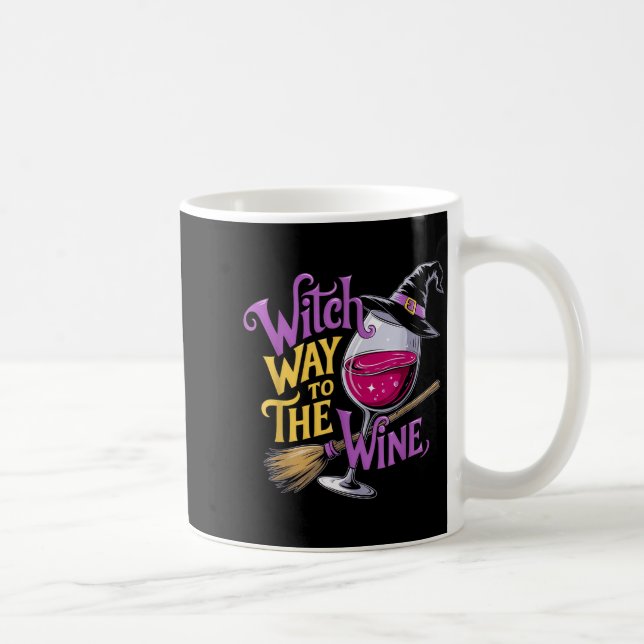 Halloween Witch Way To The Wine Funny Witch Wine L Kaffeetasse (Rechts)