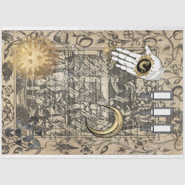 Halloween Witchcraft Medical Vintag Ephemera Seidenpapier (Vorderseite)