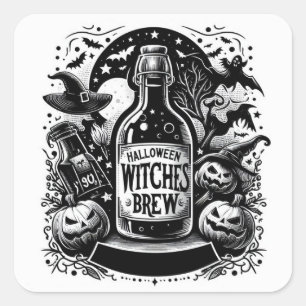 Halloween Witches Brew Quadratischer Aufkleber