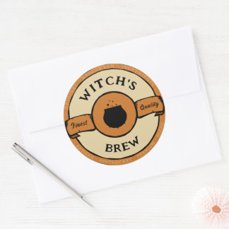halloween witch's brew lable runder aufkleber