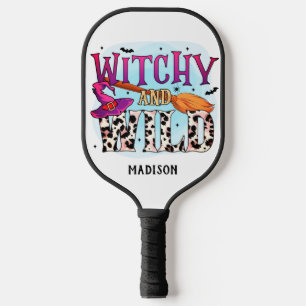 Halloween Witchy and Wild Witz Broom name Pickleball Schläger