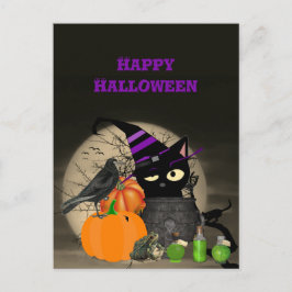 Halloween Witchy Black Cat For Kids Postcard Postkarte