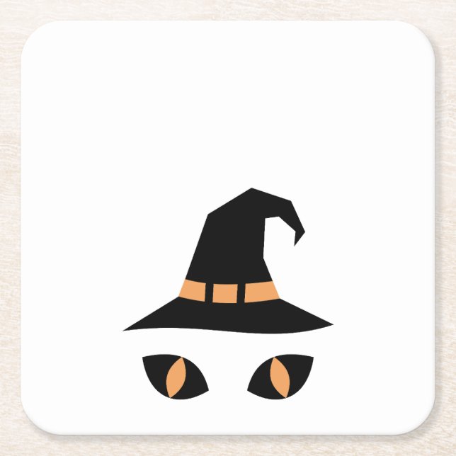 Halloween witchy cat rechteckiger pappuntersetzer (Vorderseite)