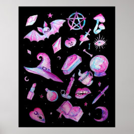 Halloween : Witchy Goth Pattern Poster