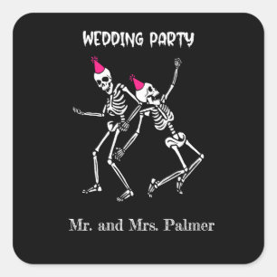 Halloween Witchy Goth Wedding Party Quadratischer Aufkleber