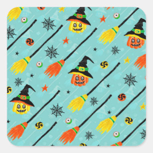 Halloween Witchy Seamless Theme Quadratischer Aufkleber