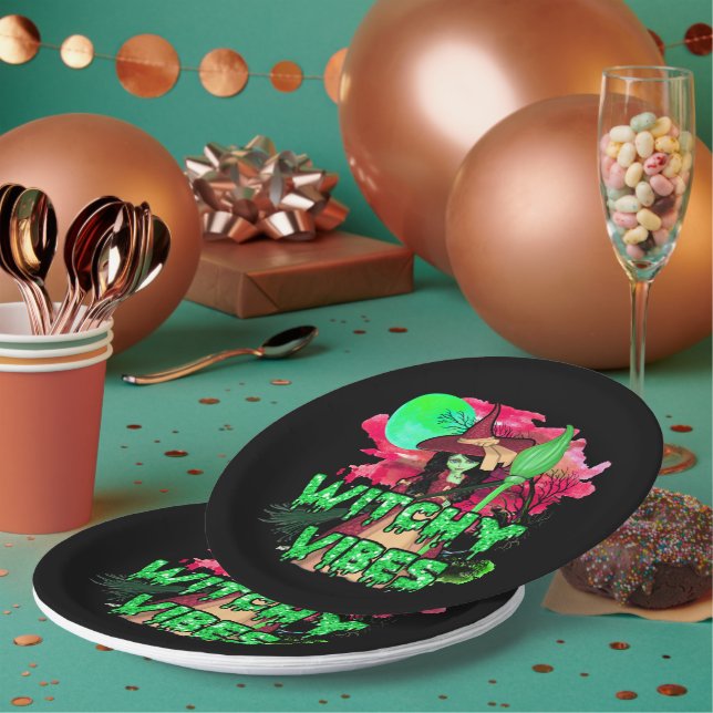 Halloween Witchy Vibes Pappteller (Multi)