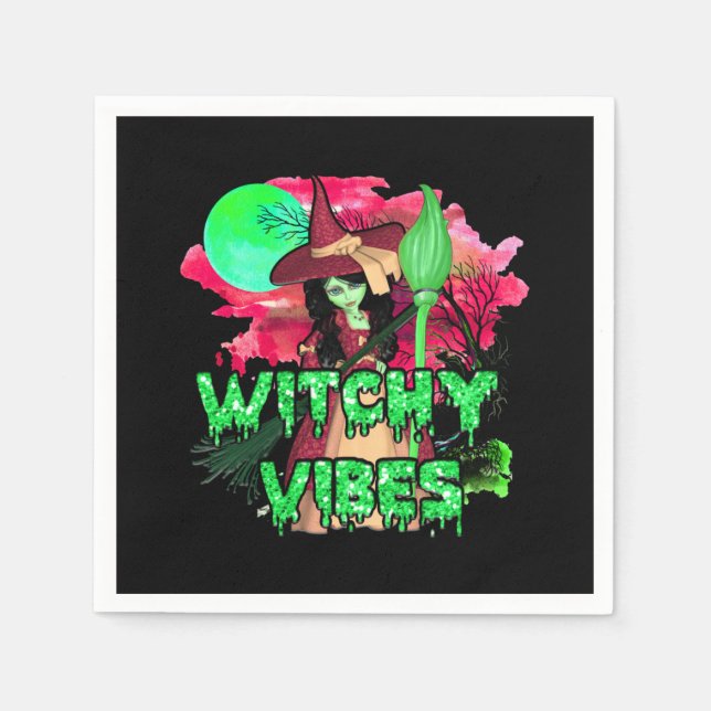Halloween Witchy Vibes Serviette (Vorderseite)