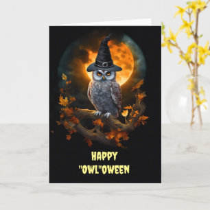 Halloween with Owl and Moon Cute and Funny Karte