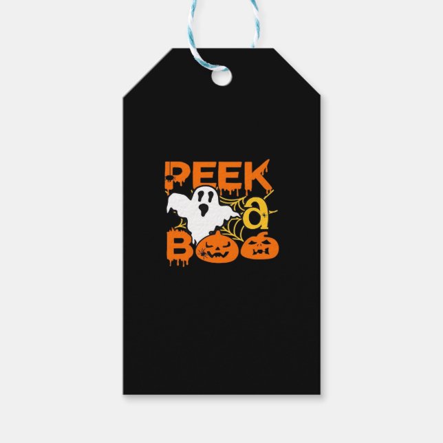 Halloween With Pumpkins Peekaboo Geschenkanhänger (Vorderseite)