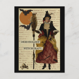 Halloween Witz Bats Moon Owl Skull Postkarte