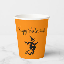 Halloween Witz Broom Orange Black Paper Cup Pappbecher