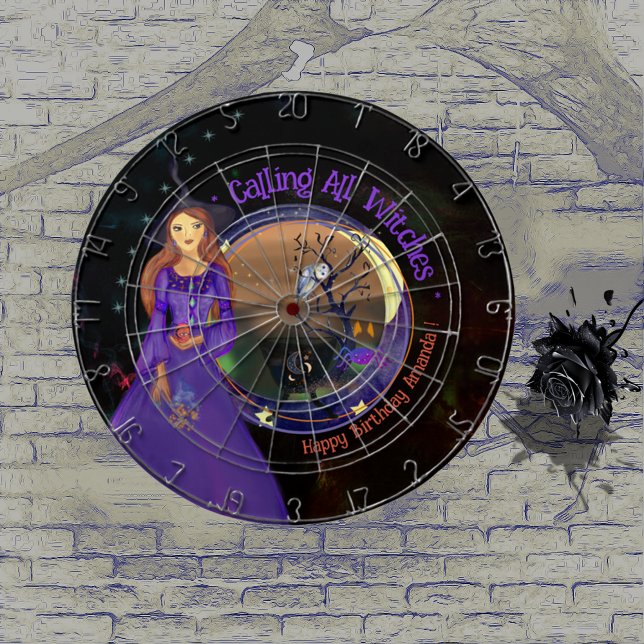 Halloween Witz Geburtstag Lila Dartscheibe (Halloween Witch Birthday Purple Dart Board)