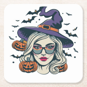 halloween witz-halloween rechteckiger pappuntersetzer