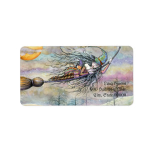 Halloween Witz in Flight Address Labels Adressaufkleber