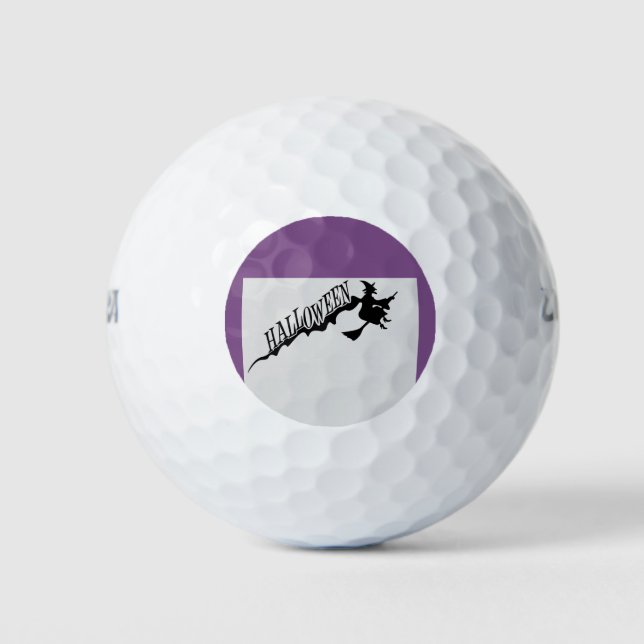 Halloween Witz Riding Broom Thunder_Cove Golfball (Vorderseite)
