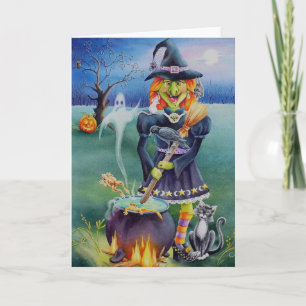 Halloween Witz und Critter Friends Wasserfarben Ku Karte