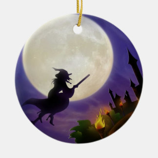 Halloween Witz Vollmond Keramik Ornament
