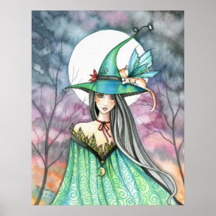 Halloween Witz Winged Cat Poster