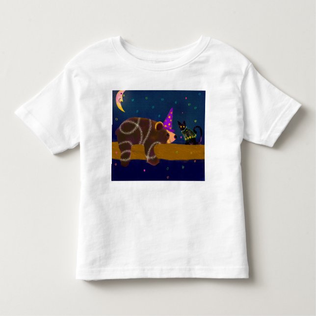 Halloween Wizard Bär und Black Cat T - Shirt (Vorderseite)
