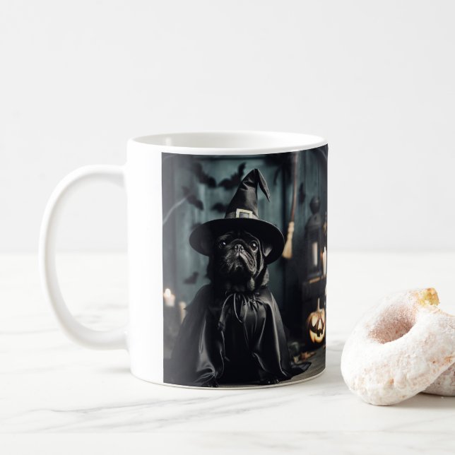 Halloween Wizard Black Mops Tasse (Mit Donut)