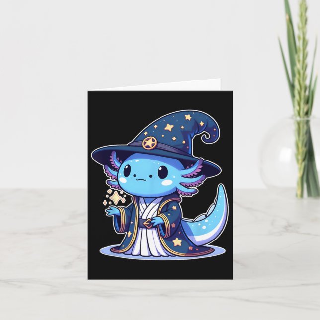Halloween Wizard Funny Axolotl Karte (Vorderseite)
