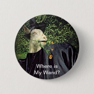 Halloween Wizard Goat Button