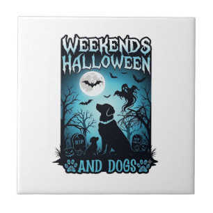 Halloween-Wochenenden Hunde Geist Vollmond Silhoue Fliese