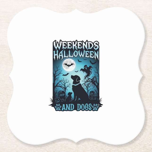 Halloween-Wochenenden Hunde Geist Vollmond Silhoue Untersetzer (Vorderseite)