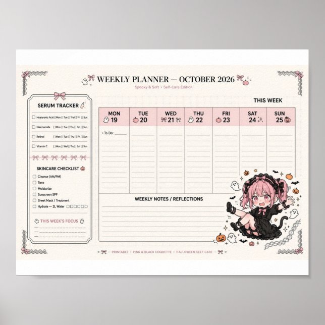 Halloween-Wochenplaner 2026 | Serum-Tracker  Poster (Vorne)