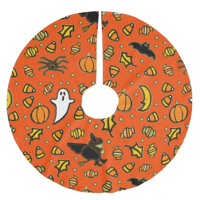 Halloween-Wohngestaltung Polyester Weihnachtsbaumdecke (Vorderseite)
