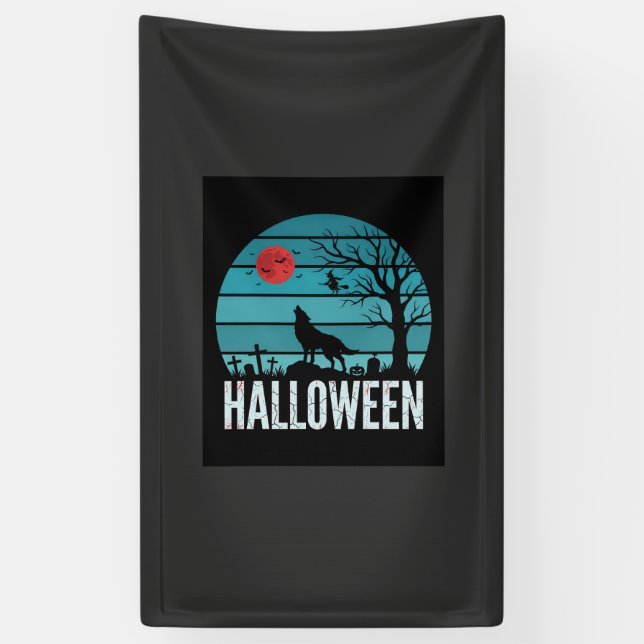 Halloween-Wolf-Friedhofs-Mond-Vektor Banner (Vertikal)