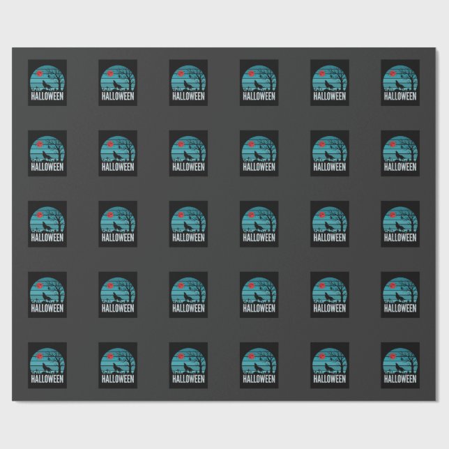 Halloween-Wolf-Friedhofs-Mond-Vektor Geschenkpapier (Flach)